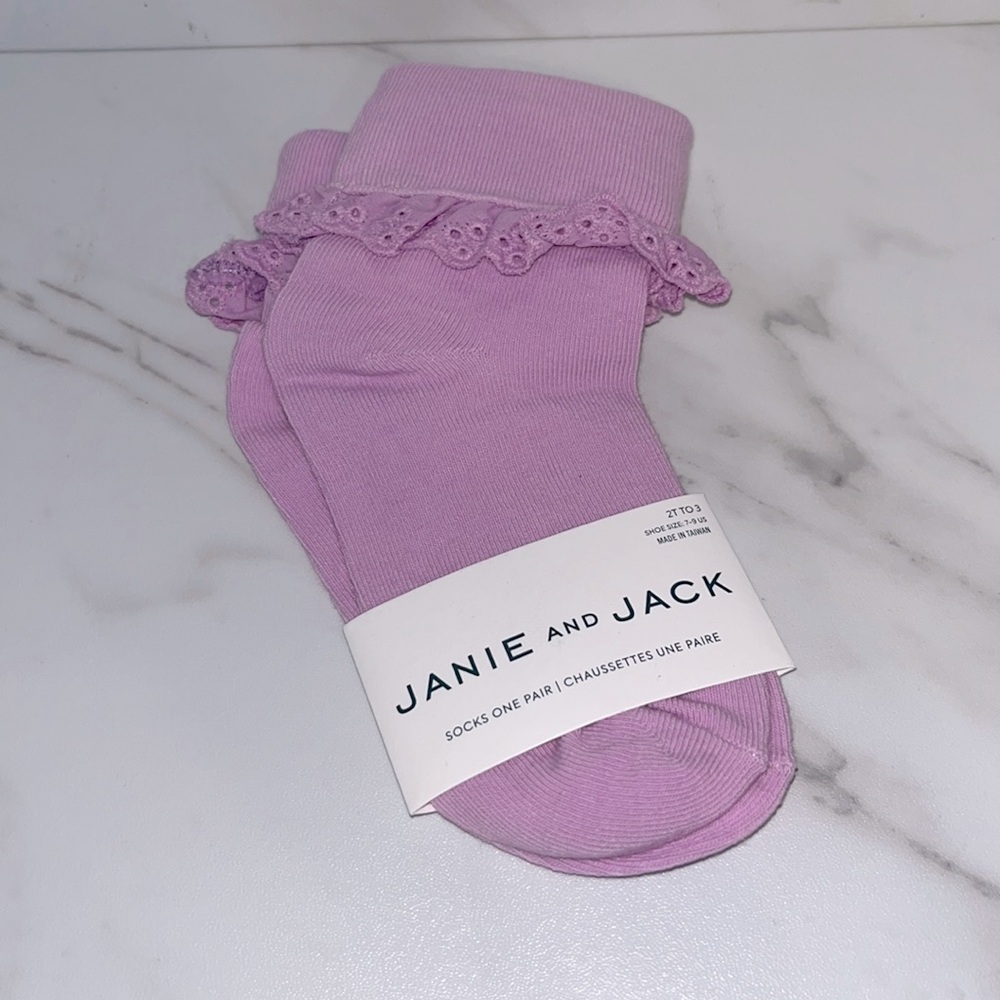 NWT Janie and Jack light purple ruffle socks 2T-3